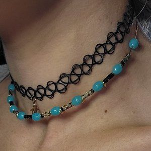 Turquoise wire choker necklace